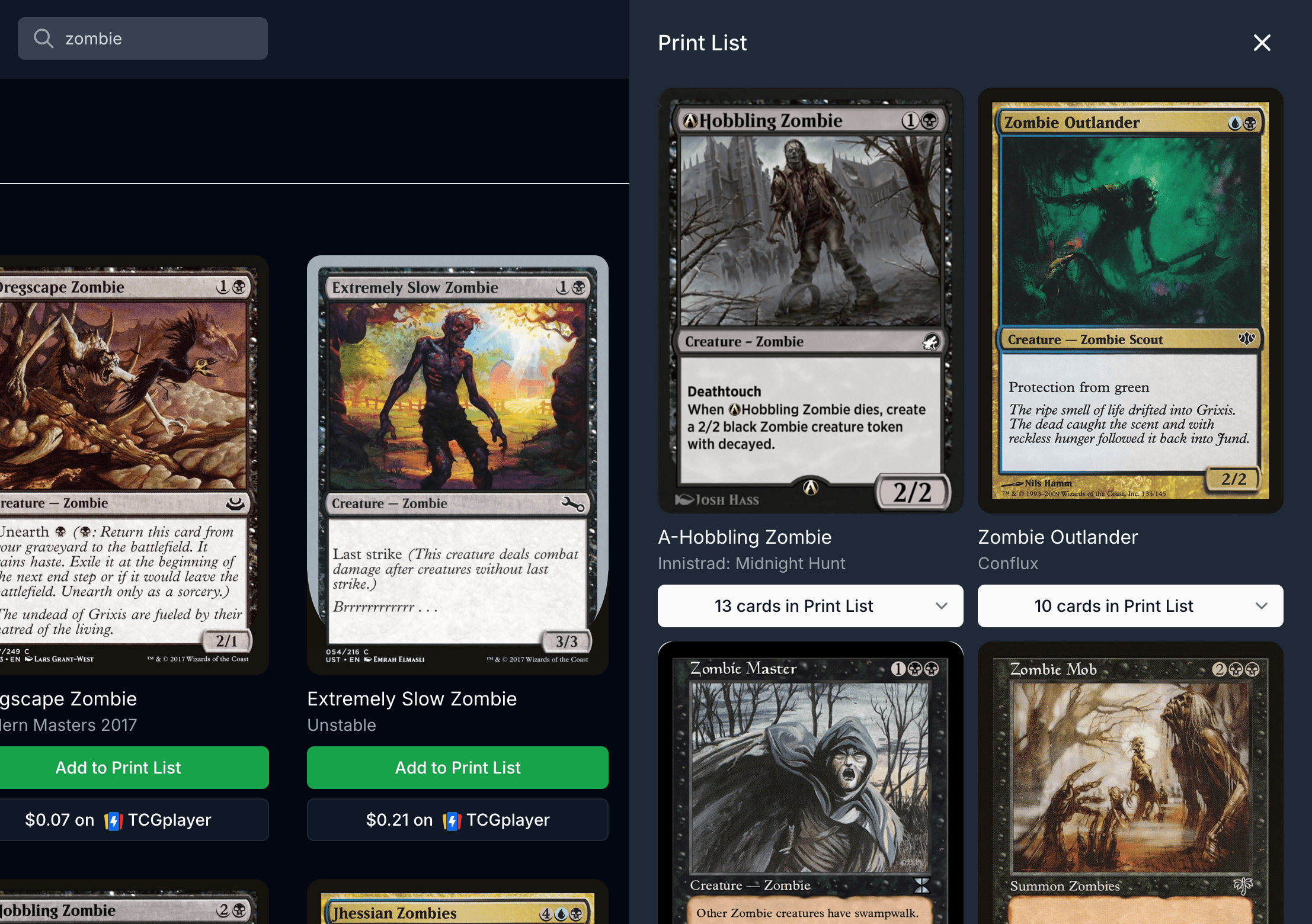 Cart screenshot showing how to add cards to your Proxy List