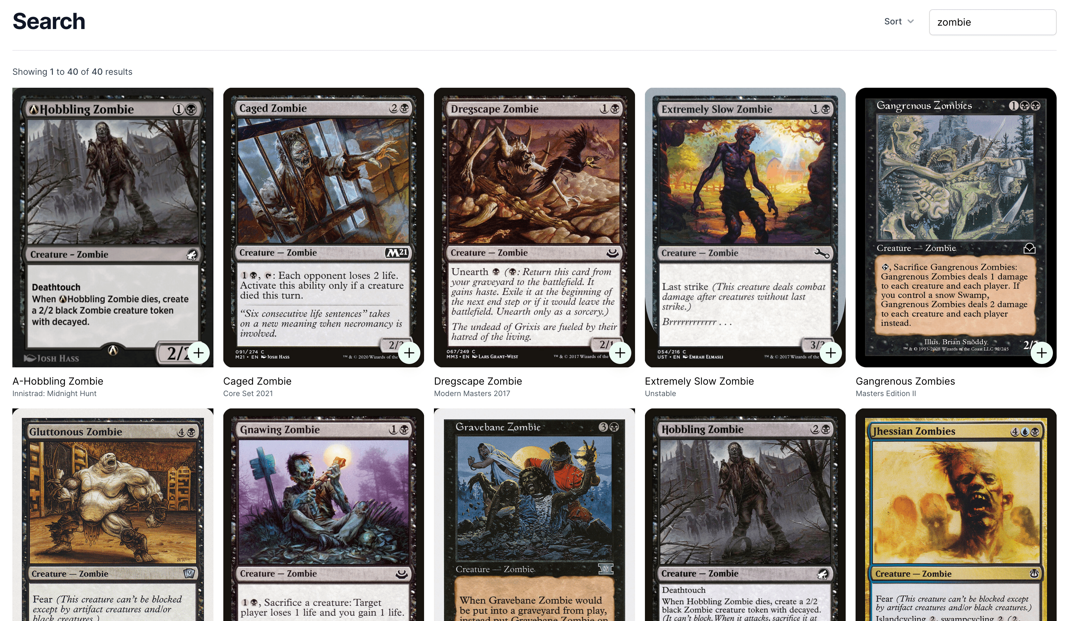 MTG Proxies zombie search